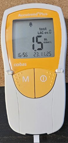 Laktatmessgerät mit 1,5 mmol/l Laktat nach nüchternem Training