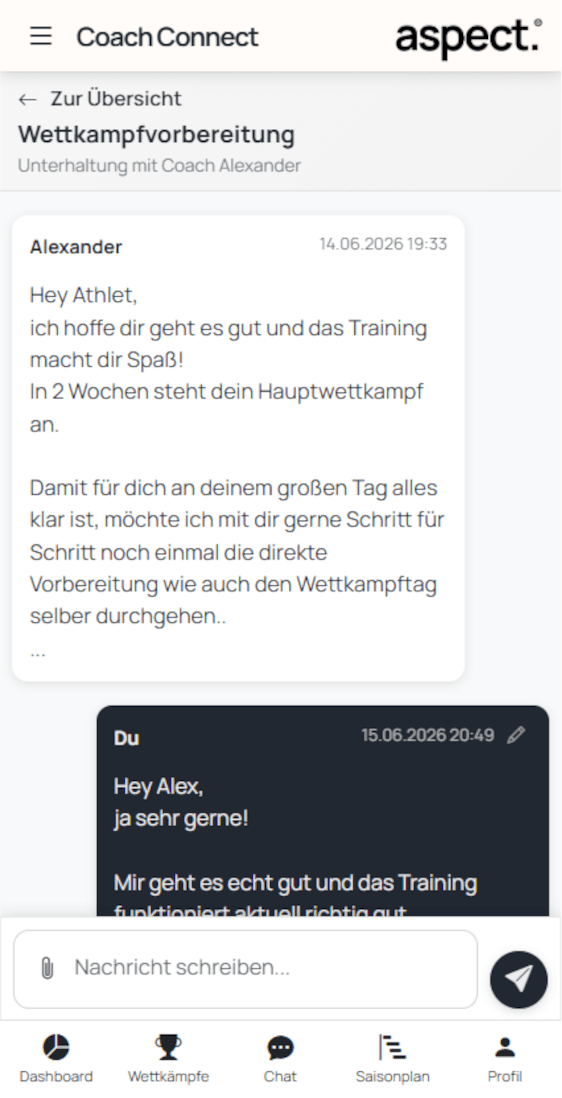 Aspect App Screenshot Coach Connect Chat
