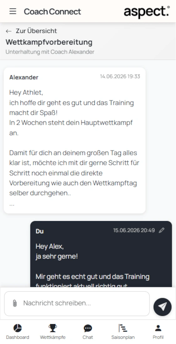 Aspect App Screenshot Coach Connect Chat